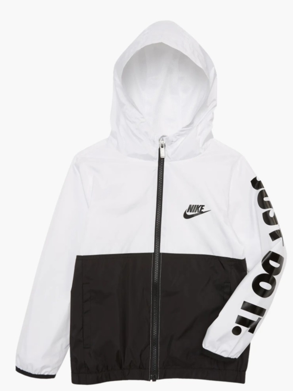 Nike Kids' White/Black Hooded Windbreaker Jacket